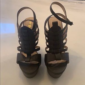 Charlotte Russe dark brown 5 inch wedge.